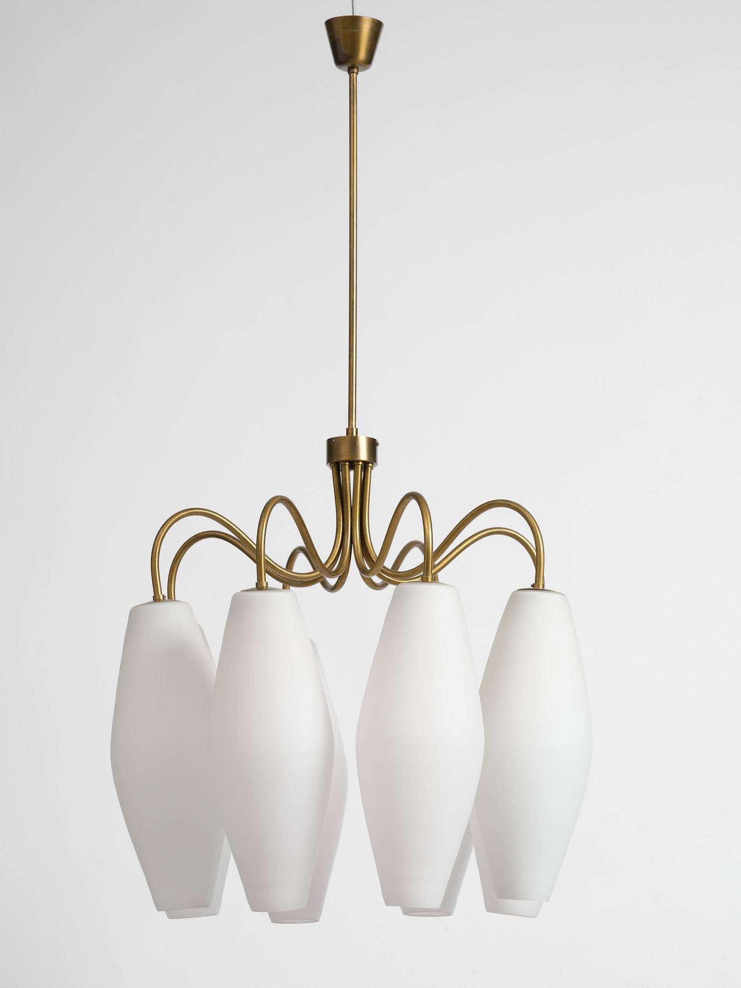 Harald Notini, eller Uno Westerberg, taklampa, Arvid Böhlmarks Lampfabrik, Stockholm, 1950-tal.