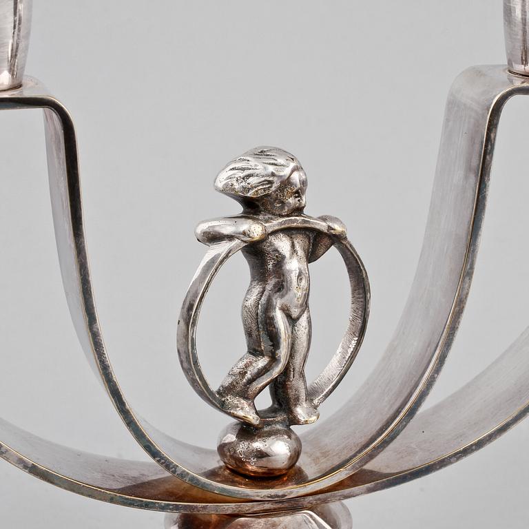 KANDELABRAR, ett par, nysilver, Art déco, 1900-talets första hälft.