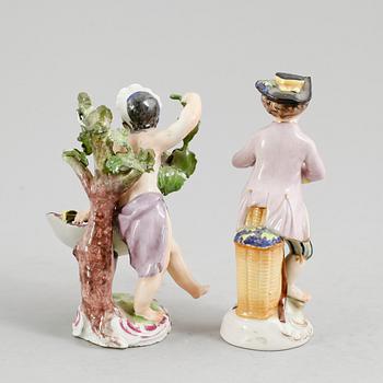 FIGURINER, 2 st, porslin, 1700-tal.