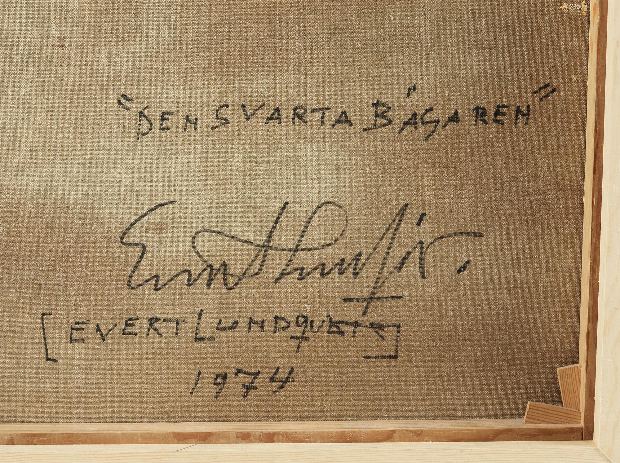 EVERT LUNDQUIST, Olja på duk, signerad. Även signerad a tergo och daterad 1974.