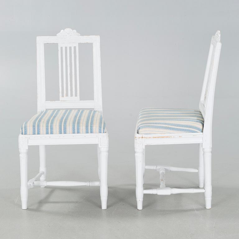 Five gustavian style chairs from the 19th century.