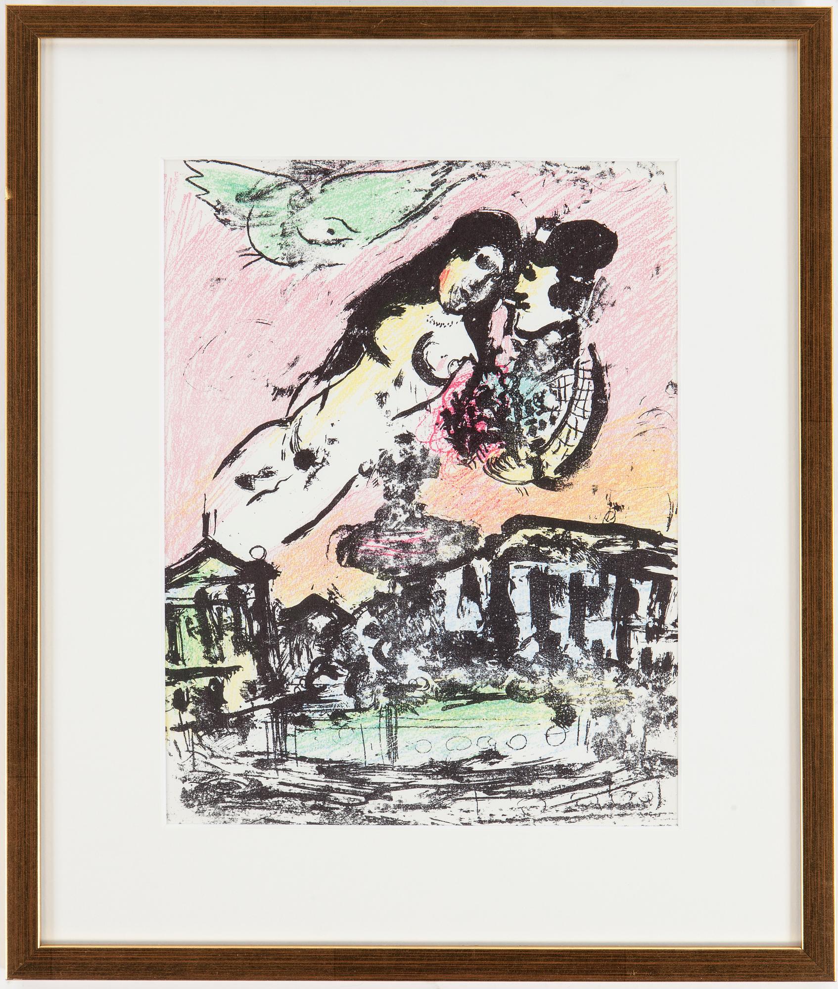 MARC CHAGALL, färglitografi, osignerad, 1963.