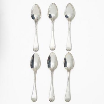 Gustaf Theodor Folcker, Six Swedish silver spoons, mark of Gustaf Theodor Folcker, Stockholm 1863.