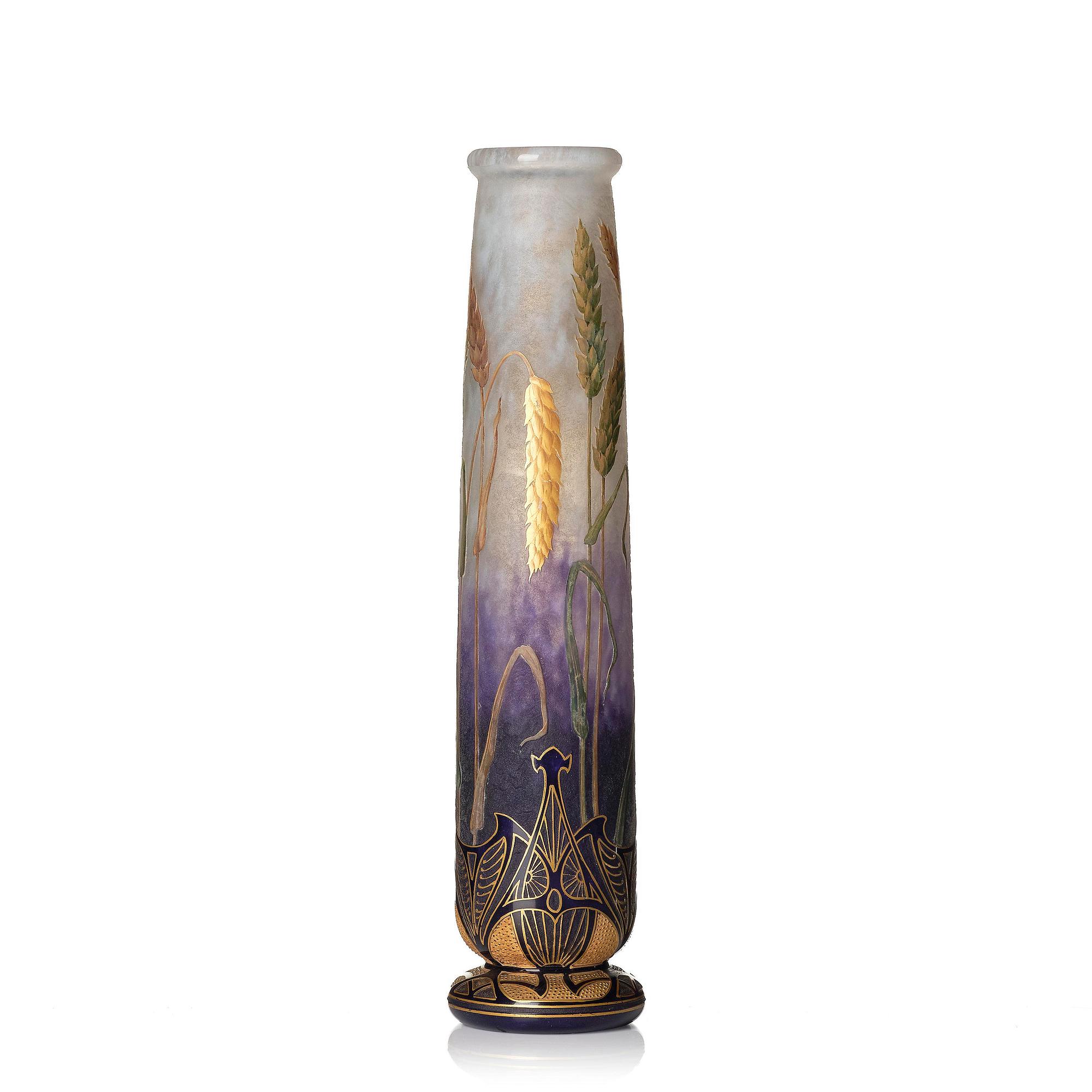 Daum Frères, an Art Nouveau gilt and enamelled cameo glass vase, Nancy, France.