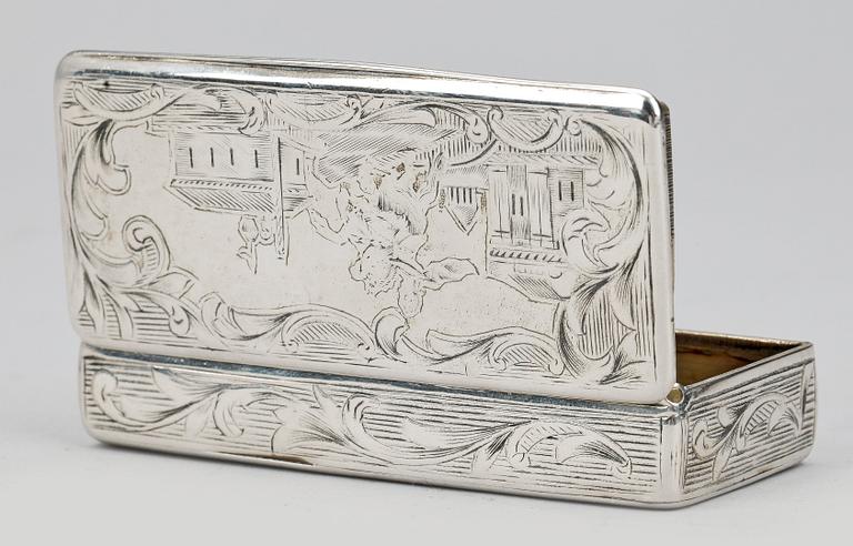 SNUSDOSA, silver, Ryssland, 1847. Vikt ca 75 g.