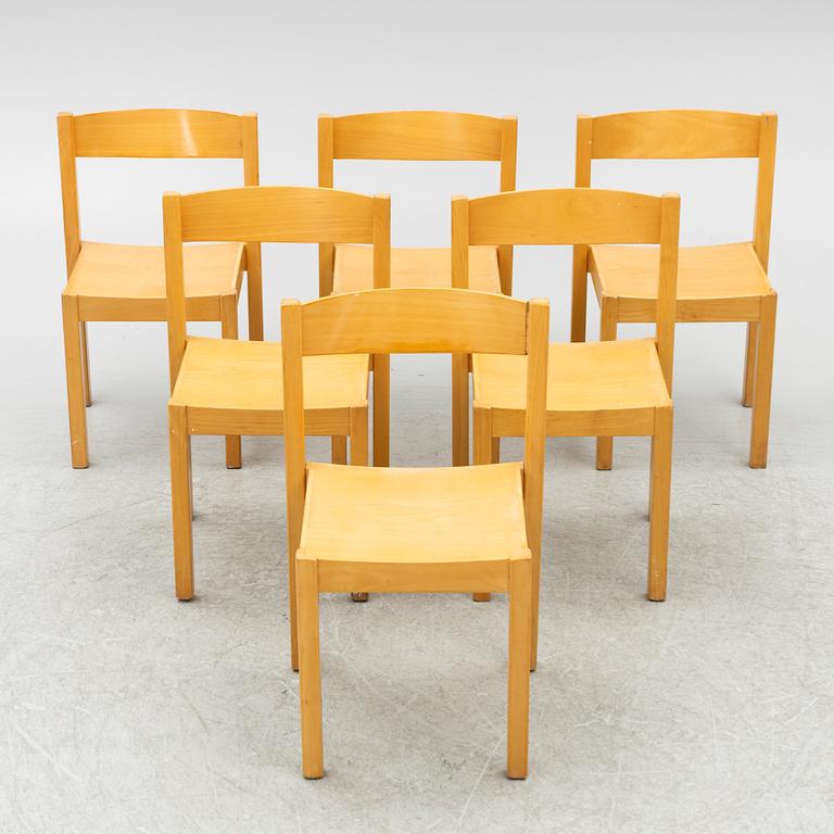 Axel Larsson, six model 312 chairs, Balzar Beskow, Sweden, 1980's.