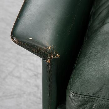 Hans Olsen, a green leather sofa, Denmark, 1960's.