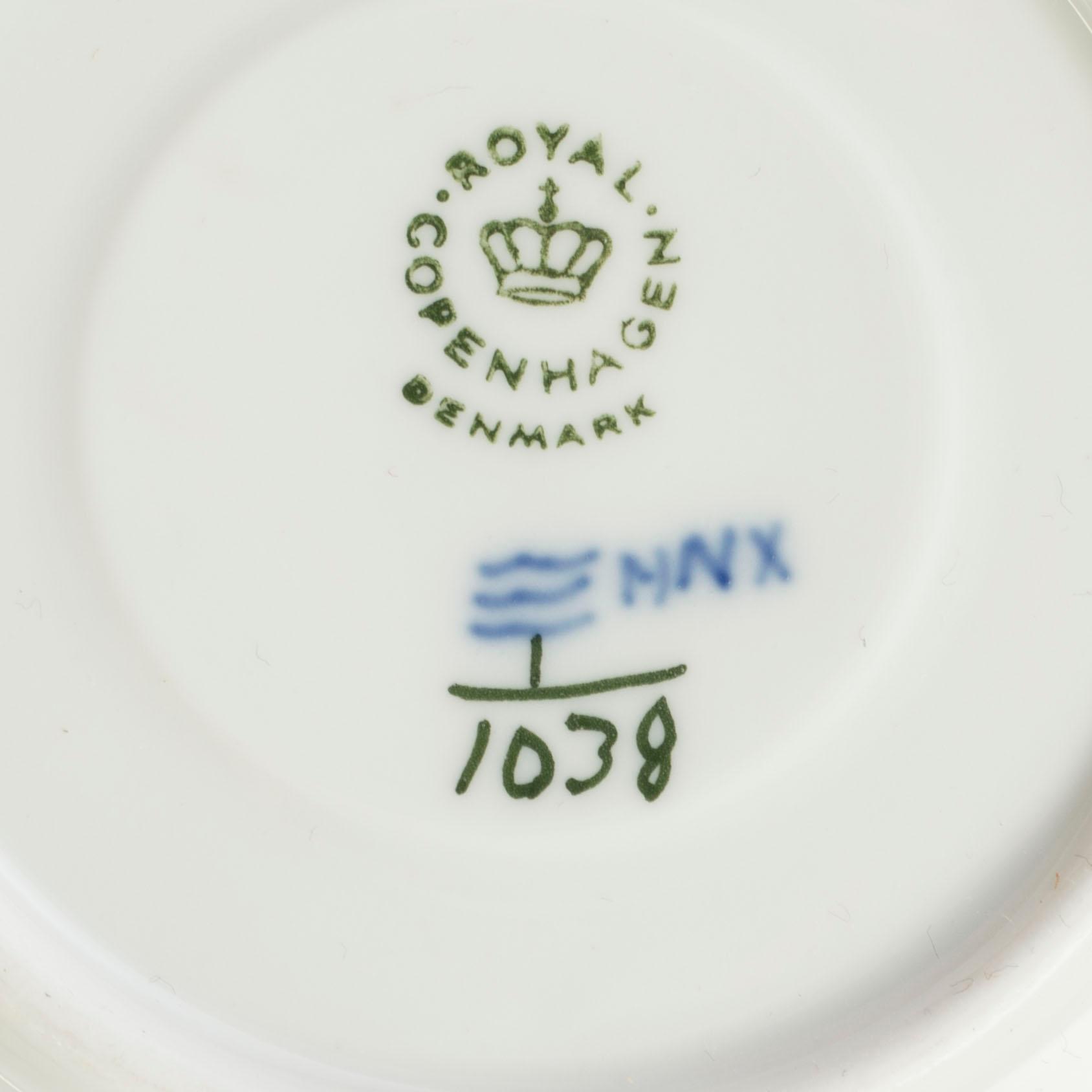 A 9 pieces porcelain table ware 'Musselmalet' from Royal Copenhagen, Denmark.