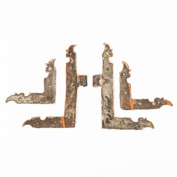 A set of four wrought-iron mounts, Sweden, 18th century.