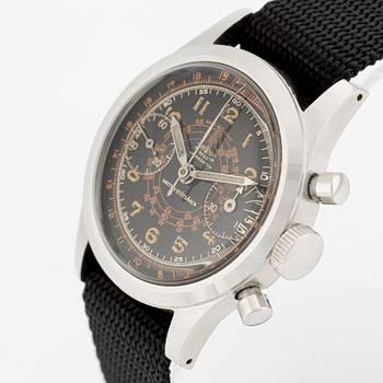 Perfecta, "Vatten-stötsäker", "Clamshell", chronograph, ca 1945.