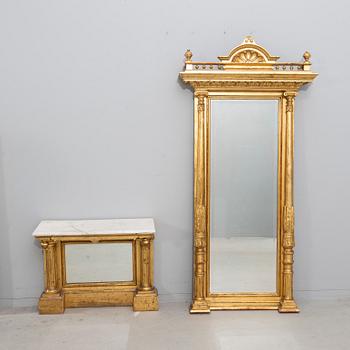 Mirror with console table around 1900.