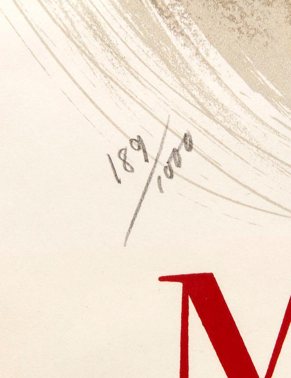 Marc Chagall, efter färglitografisk affisch numrerad 189/1000.