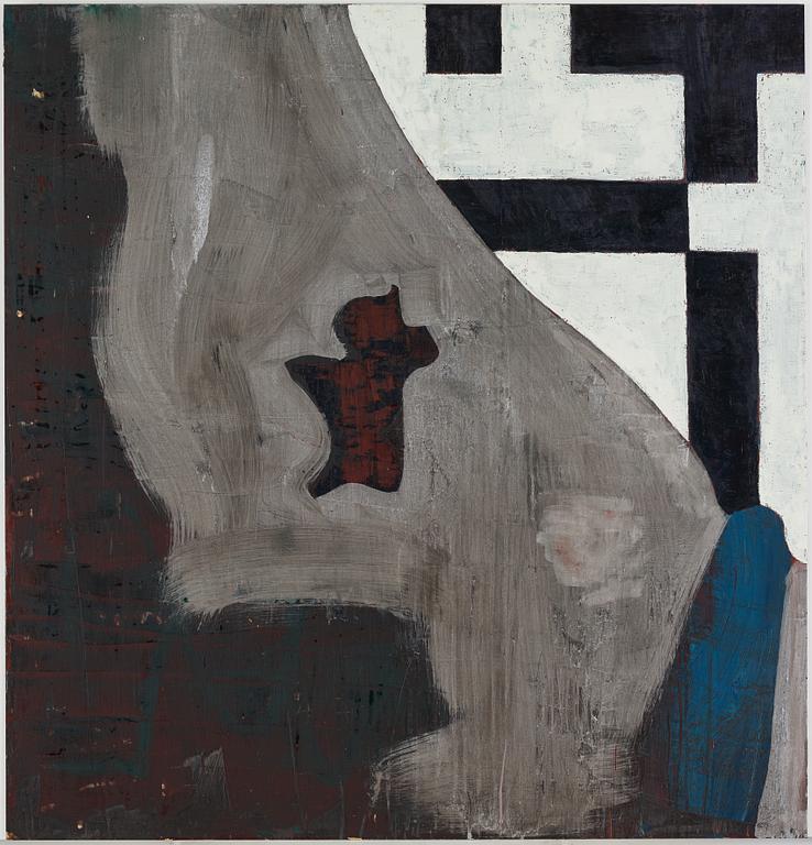 Fredrik Wretman, polyptyk 4 delar, olja på plåt, signerade och daterade -86 a tergo.