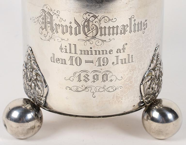 DRYCKESSTOP, silver, barockstil, CG Hallberg Stockholm 1890. Vikt 670 gram.
