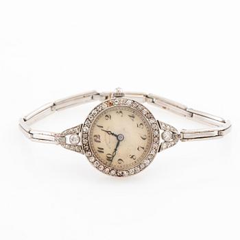 Armbandsur platina med gammalslipade diamanter, Chronometre Movado.