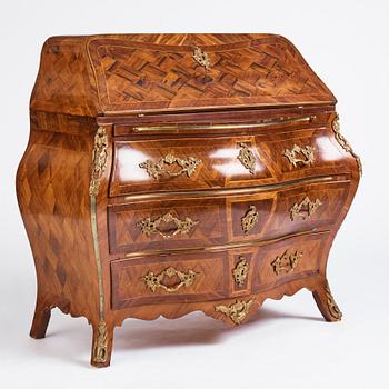 A rosewood and gilt-brass mounted rococo secretaire by G. Foltiern (master in Stockholm 1771-1804).