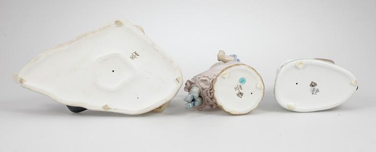 FIGURINER, 3 st, porslin, Lladro, 1900-tal.