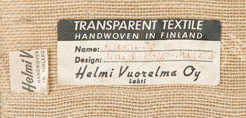 Maija Kolsi-Mäkelä, transparent vävnad, signerad MKM, för Helmi Vuorelma, Lahtis, Finland.
