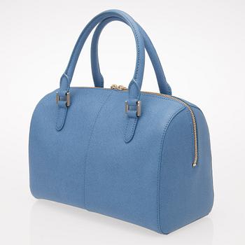 A Saffiano Blue Leather Handbag.