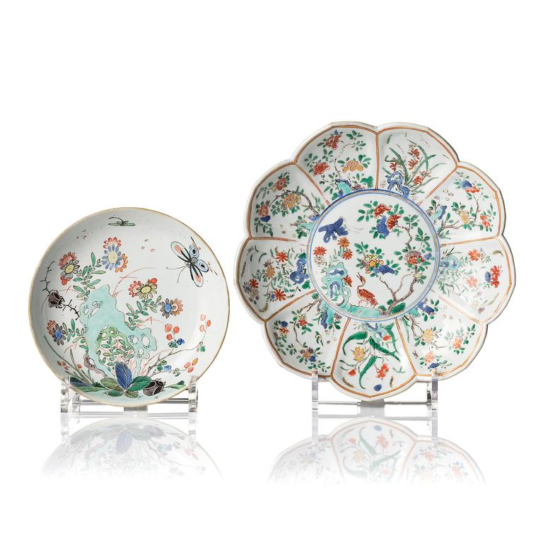 Two famille verte dishes, Qing dynasty, Kangxi (1662-1722).