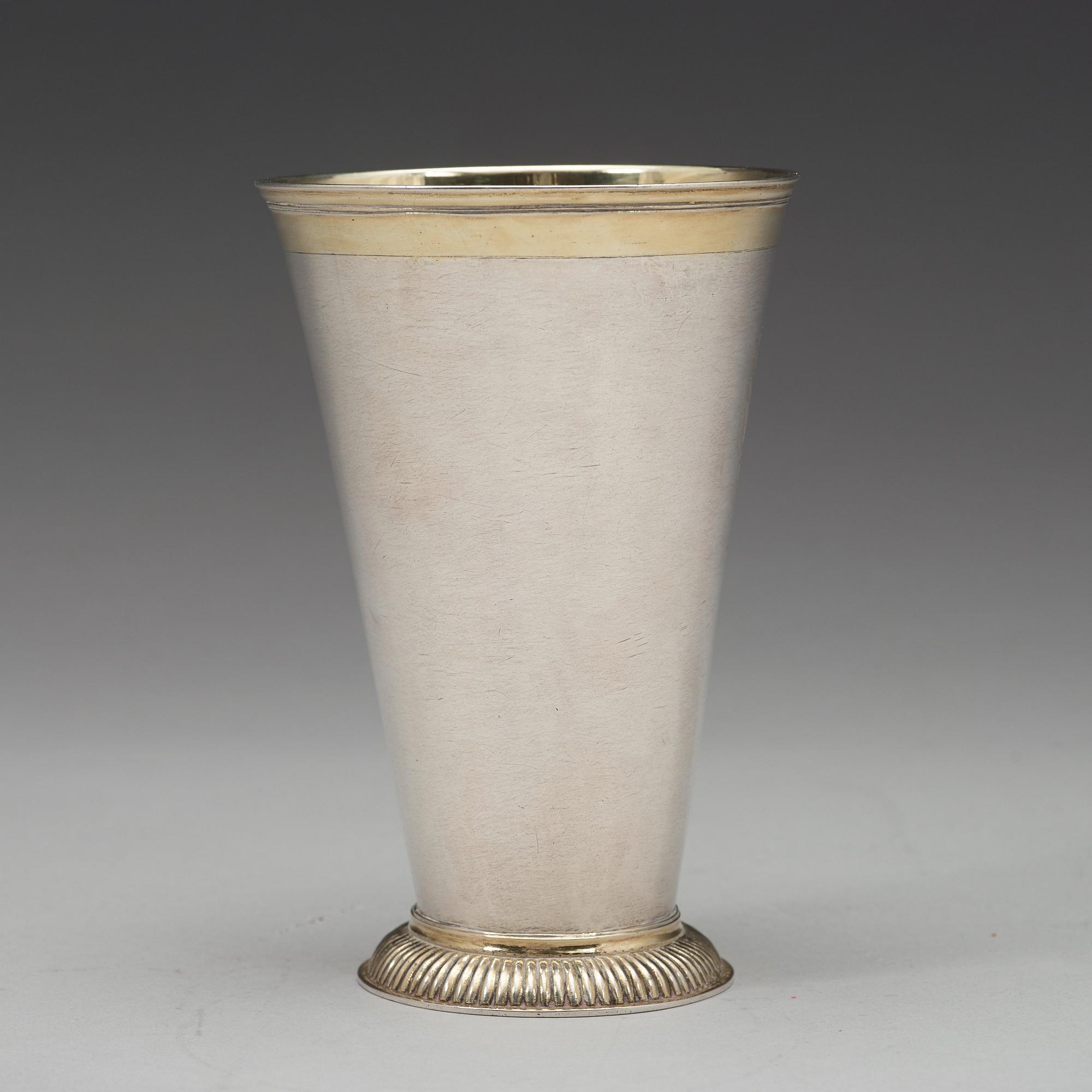 A Baltic 18th century parcel-gilt beaker, mark of Johann Christoffer von Haven, Narva (1729-1759).