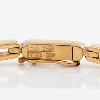 Bracelet 18K gold with cultured pearls and old mine and rose-cut diamonds.