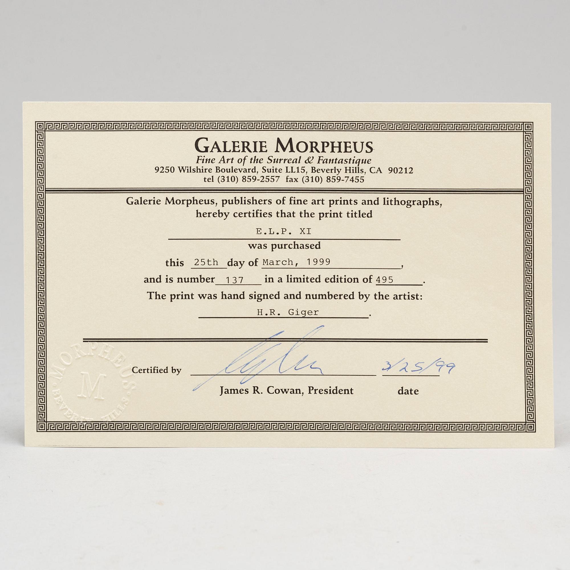 H.R. GIGER, offset, signed and numbered 137/495.