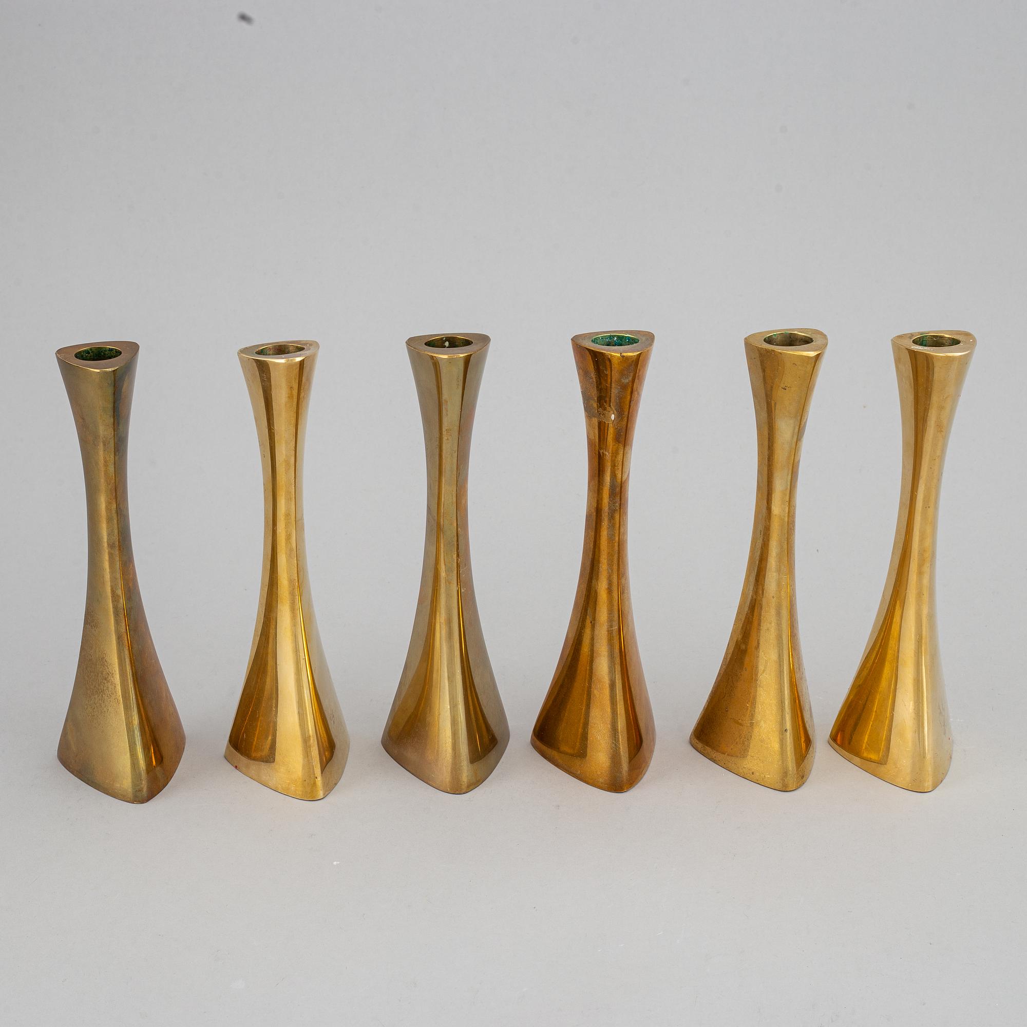 Karl Erik Ytterberg, ljusstakar 6 st, mässing, BCA Eskilstuna, 1960-tal.