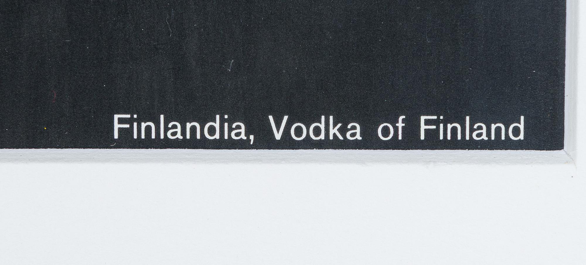 Tapio Wirkkala, affisch, "Finlandia, Vodka of Finland", Oy Tilgmann Ab.