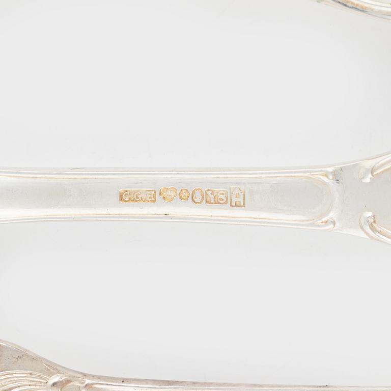 Bestickuppsättning, 46 delar, silver, modell "Prins Albert", bl.a. CG Hallberg, Stockholm 1949.