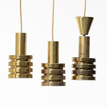 A set of three ceiling lamps, Bison, Norway, second half of the 20th Century.
