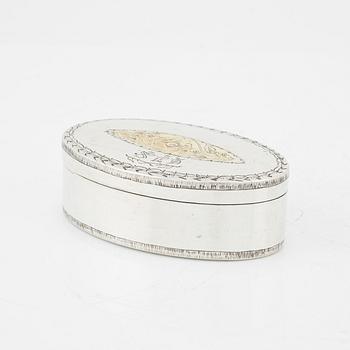 A silver jardiniere and a box,  including mark of Johan Petter Lund, Kristianstad (active 1795-1808).