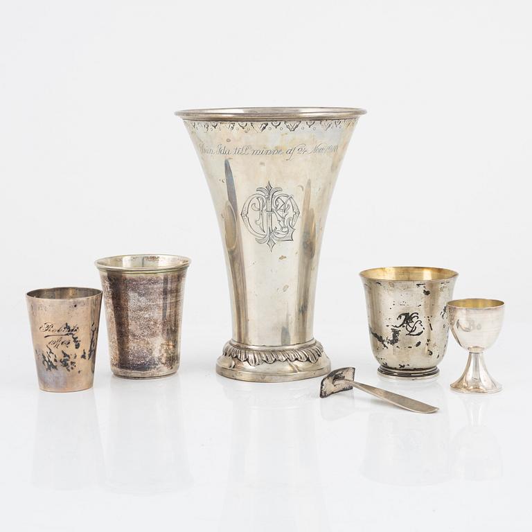 Six silver items, GAB, Atelier Borgila and Axel Bergman, Stockholm, 1905-60.