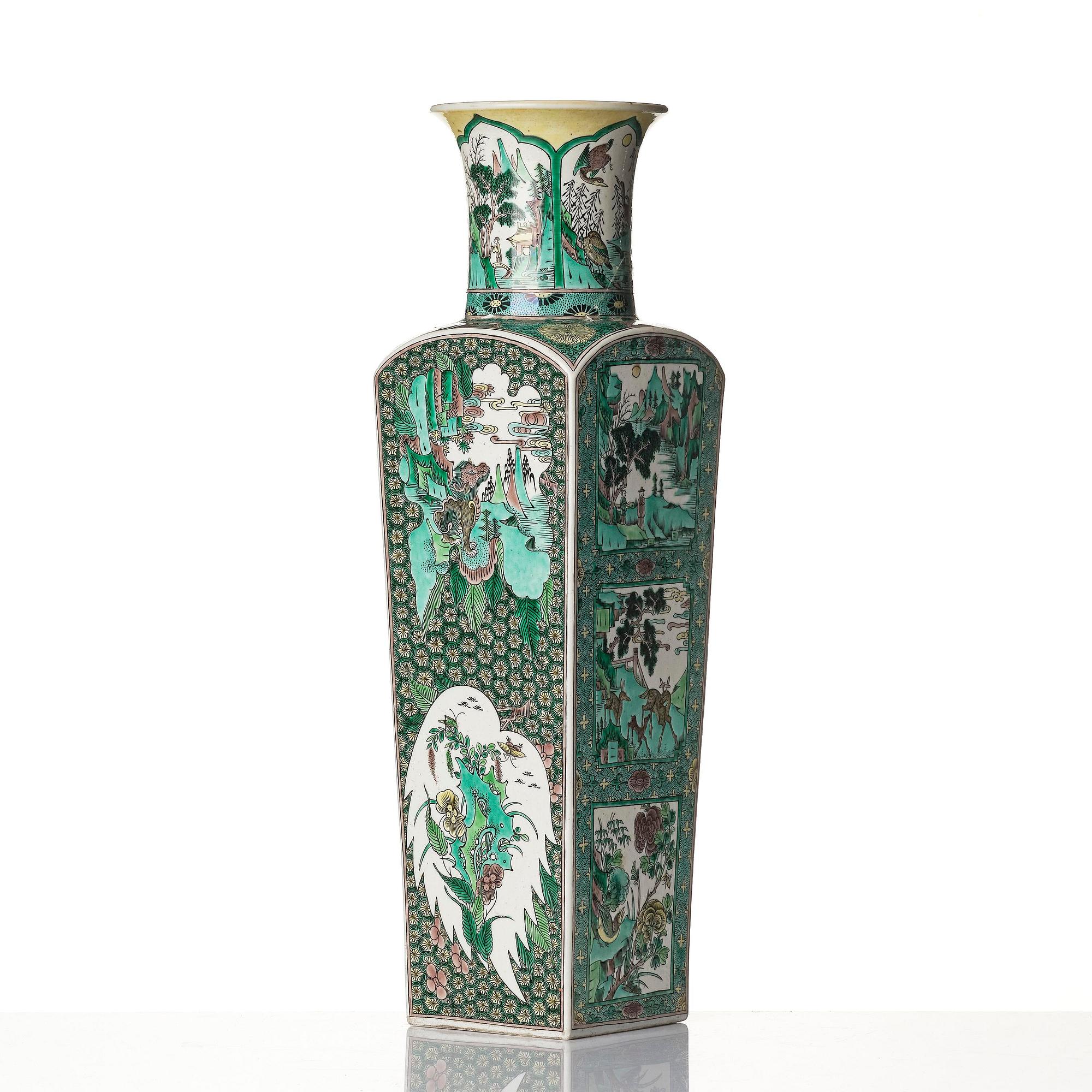 A famille verte and jeune vase, Qing dynasty, 19th century.