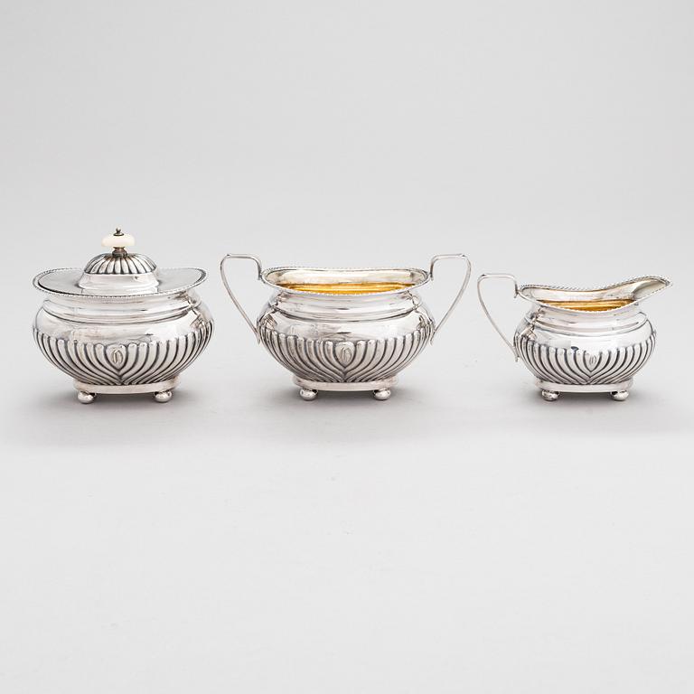 Kahvi- ja teekalusto, 5 osaa, sterlinghopeaa, Emile Viner, Viner's Ltd, Sheffield Englanti 1957.