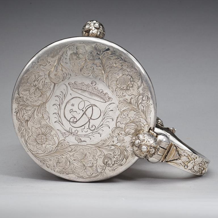 DRYCKESKANNA, ostämplad, Sverige 1600-talets slut/1700-talets början. Barock.