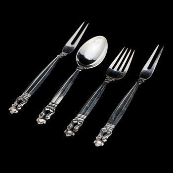 BESTICK, 4 delar, silver, "Konge", Johan Rohde, Georg Jensen. Vikt 110 g.
