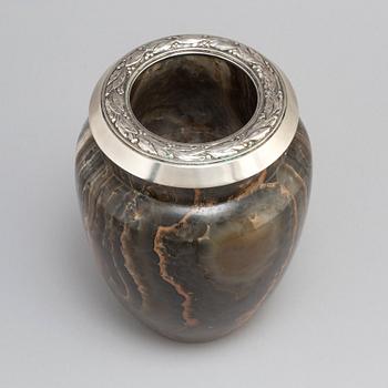 W.A. BOLIN, a silver and agate vase from Stockholm, 1950?.