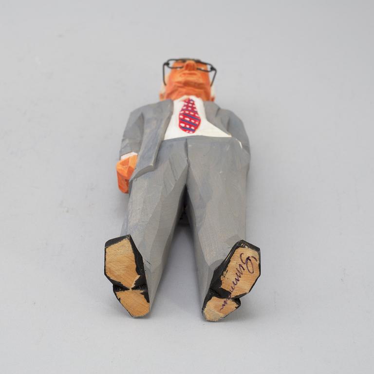 Six signed, carved and painted wood figurines by Sven Gunnarsson, third quarter of the 20th century.