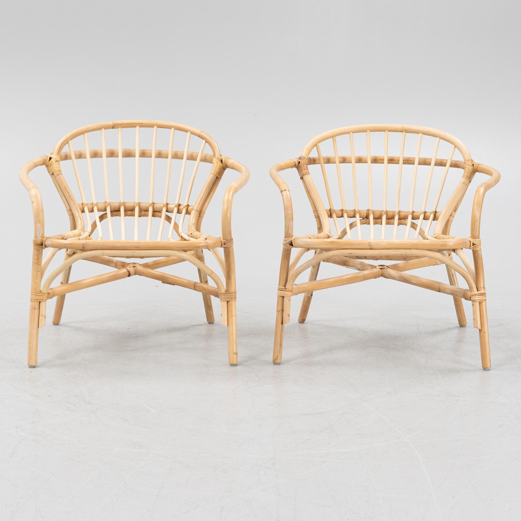 Knut Hagberg & Marianne Hagberg, a pair of 'Albacken' rattan and bamboo easy chairs, IKEA.