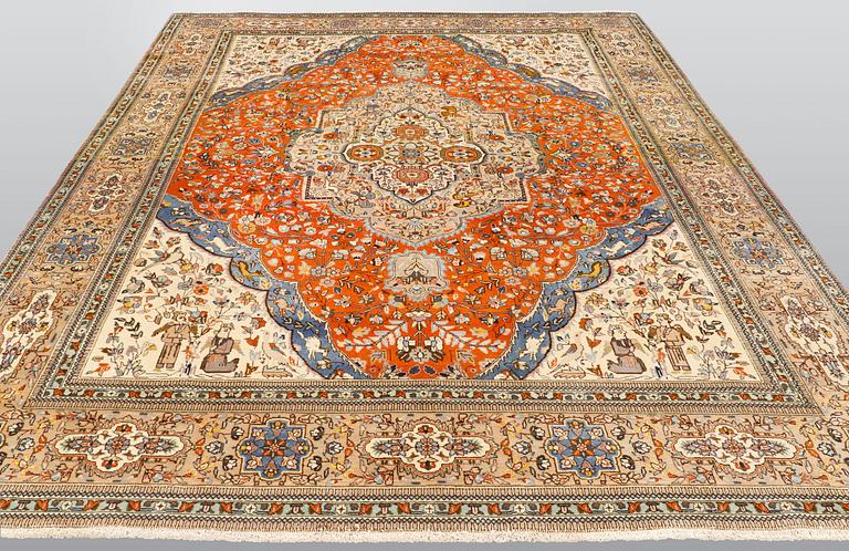 A carpet, Figural Tabriz so called Tabatabai, ca 390 x 268 cm.