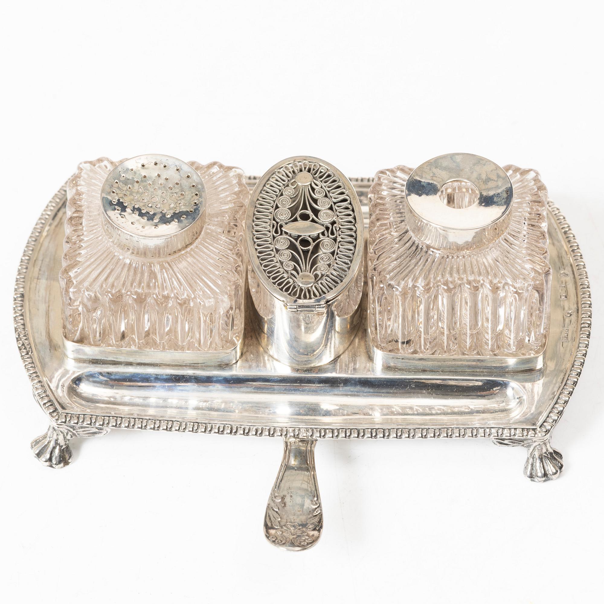 Empire, A Swedish silver inkwell, mark of Jacob Richard Borg, Gävle (active 1815-1858).