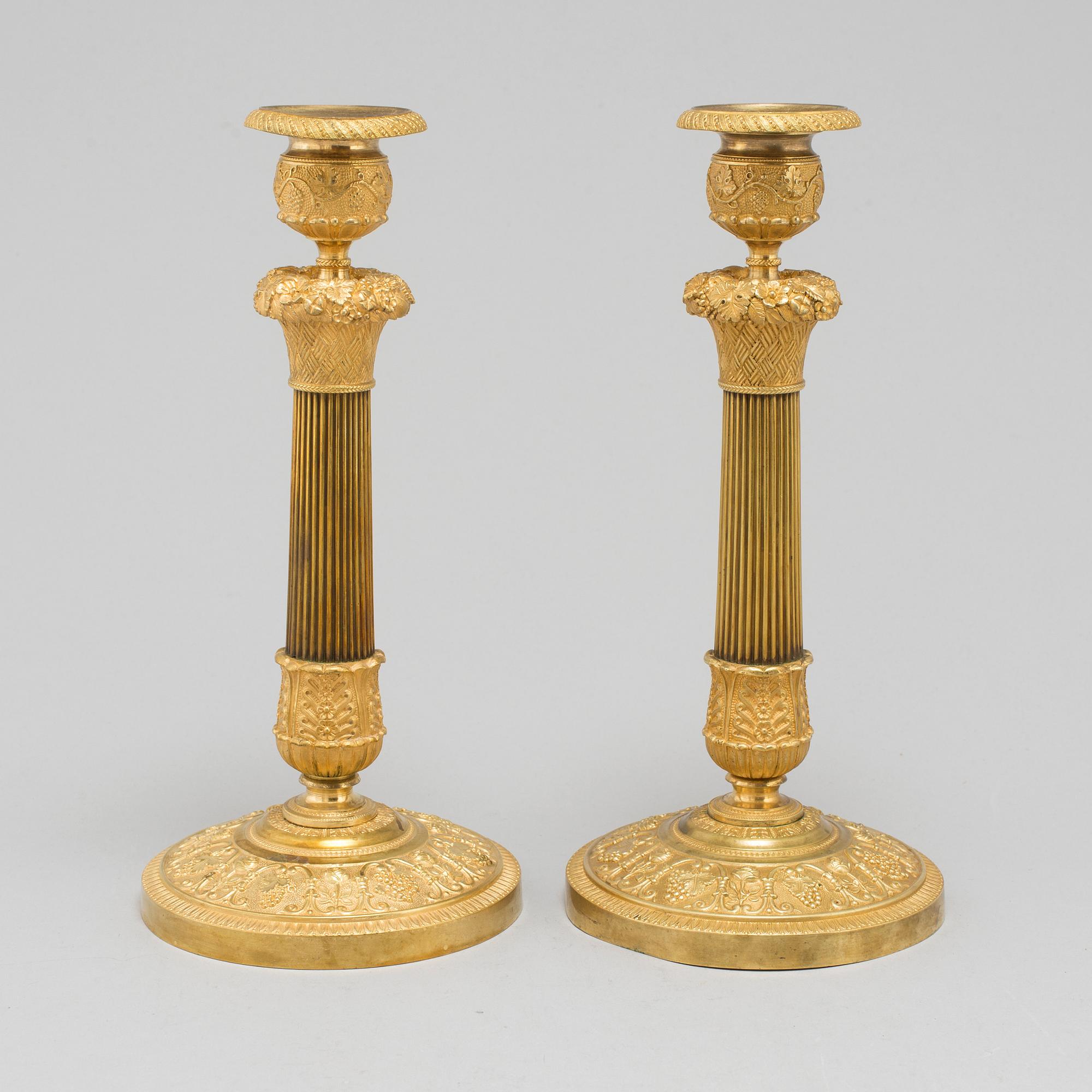 CANDLESTICKS, a pair, Empire, France, first half of the 19th century.