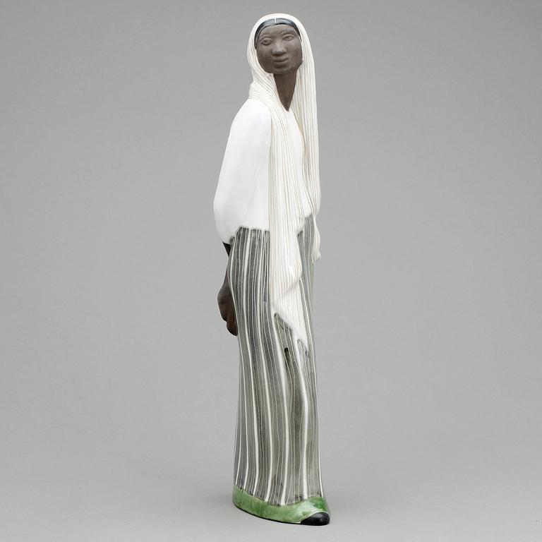 FIGURIN, stengods, Mari Simmulson, Upsala Ekeby, 1950-tal. Sign.