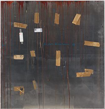 Fredrik Wretman, polyptych, 4 pieces, oil on metal, signed and dated -86 on verso.