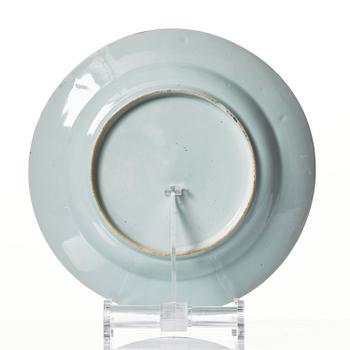 A powder blue basin and three plates, Qing dynasty, Qianlong (1736-95).