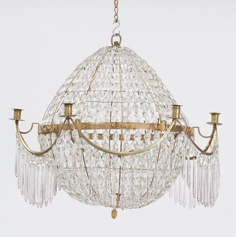 A late Gustavian circa 1800 seven-light "Montgolfier" chandelier.
