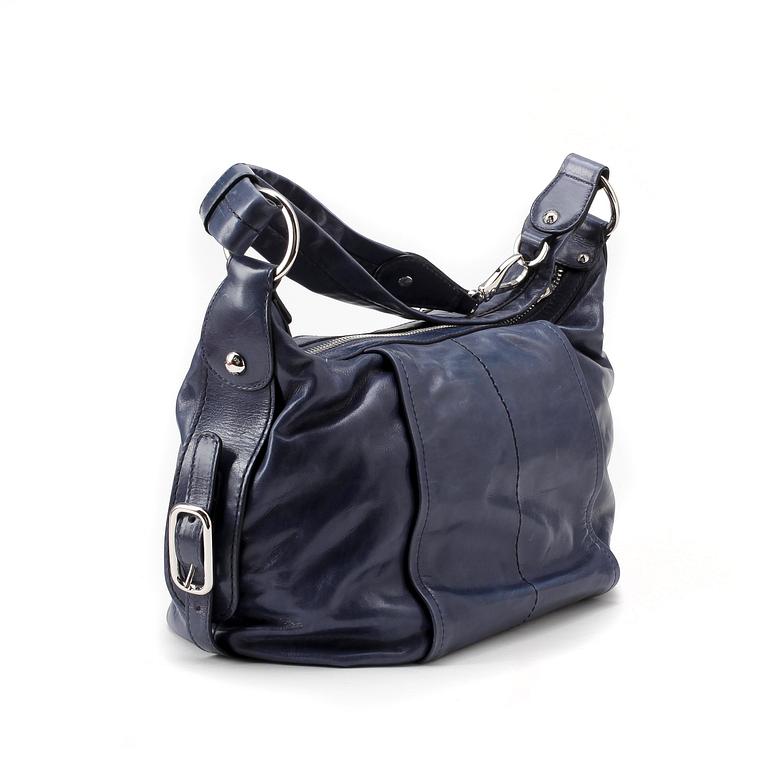 TOD'S, a blue leather shoulder bag.