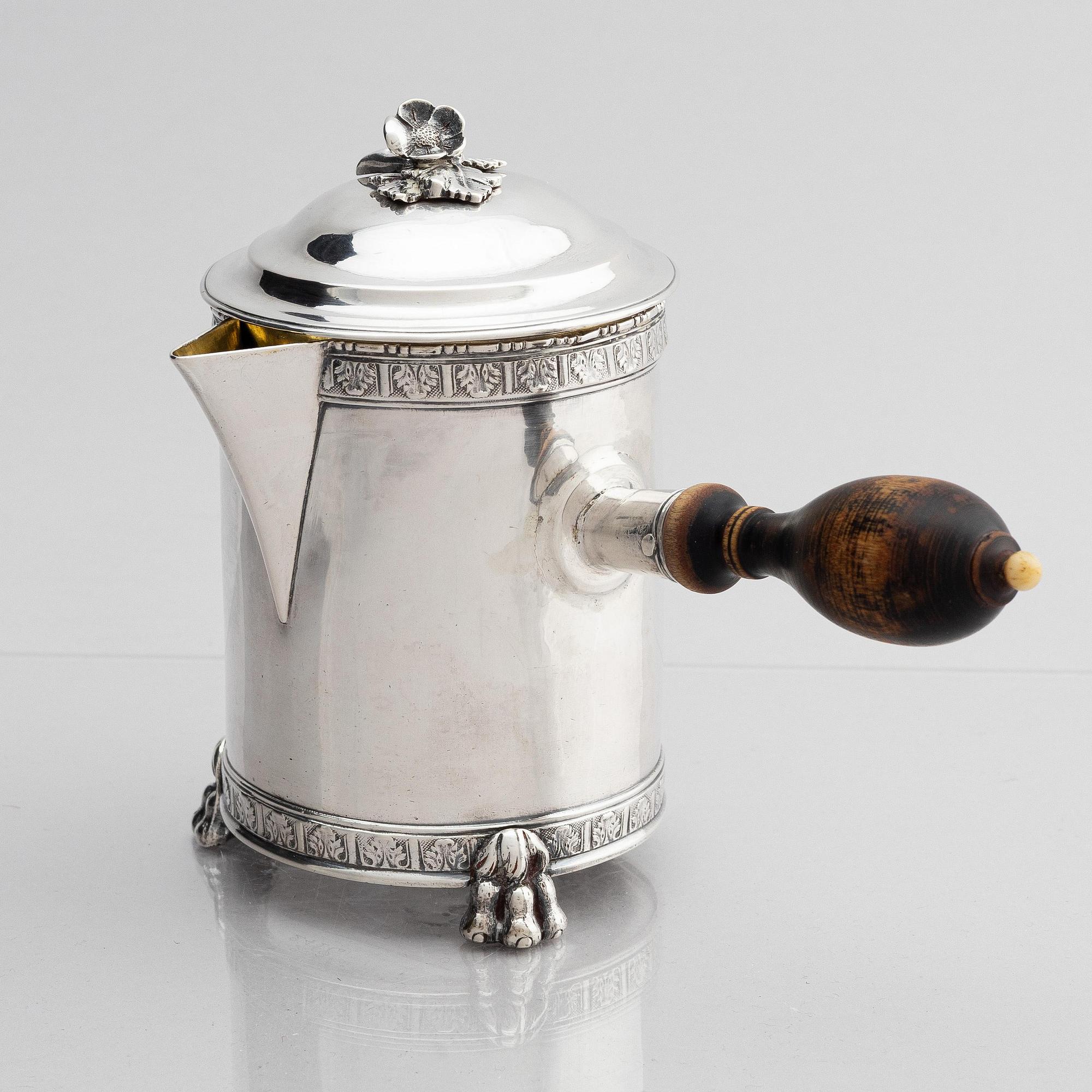 Pehr Zethelius, chokladkanna, silver, Stockholm 1789. Gustaviansk.