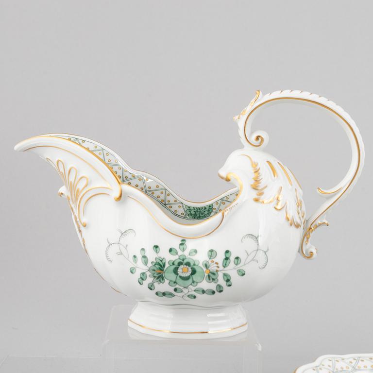Dinner and coffee service, 72 pieces, porcelain, "Indische Malerei Grün", Meissen, Germany.